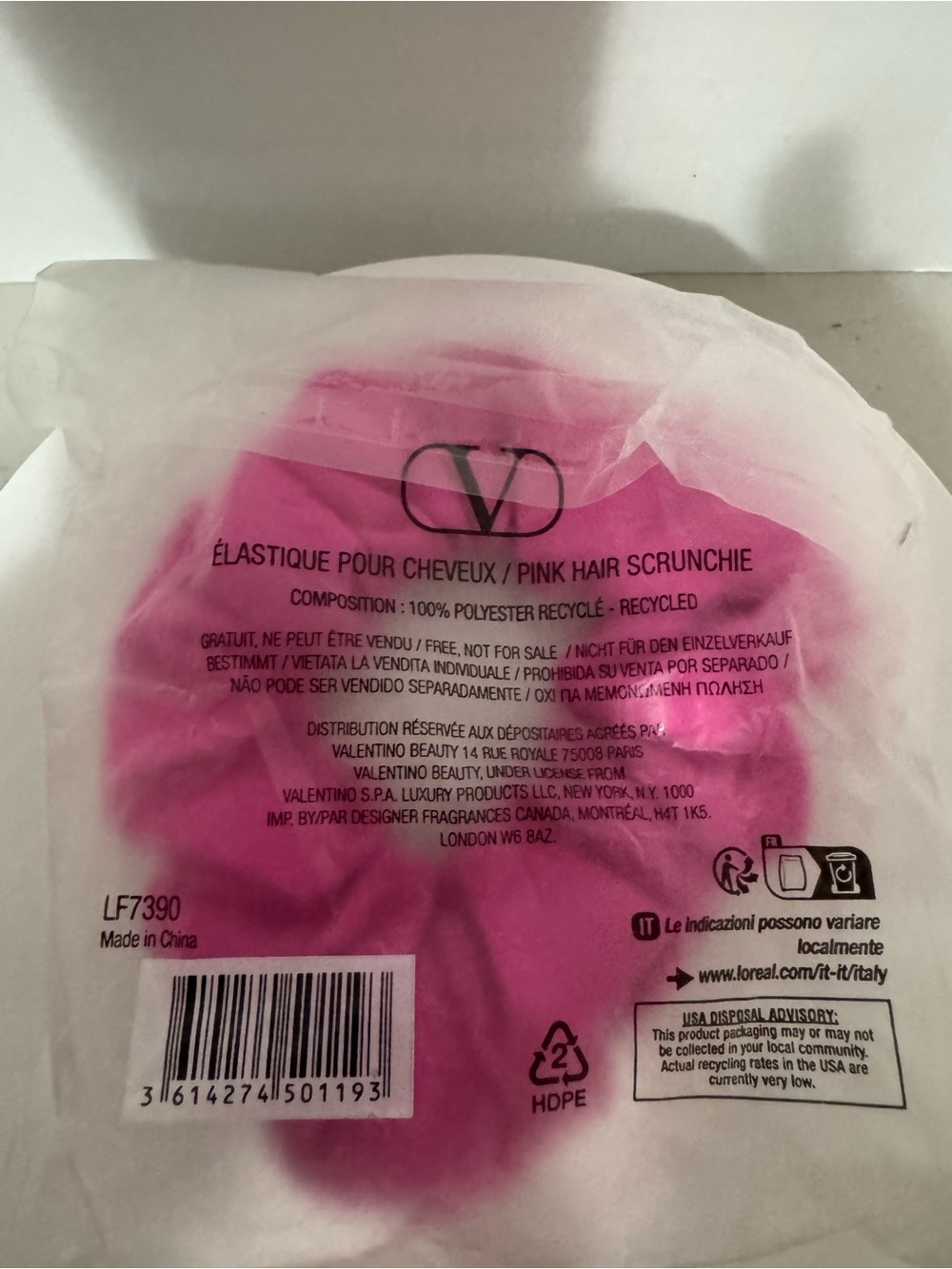 Valentino Hot Pink Logo Hair Scrunchie